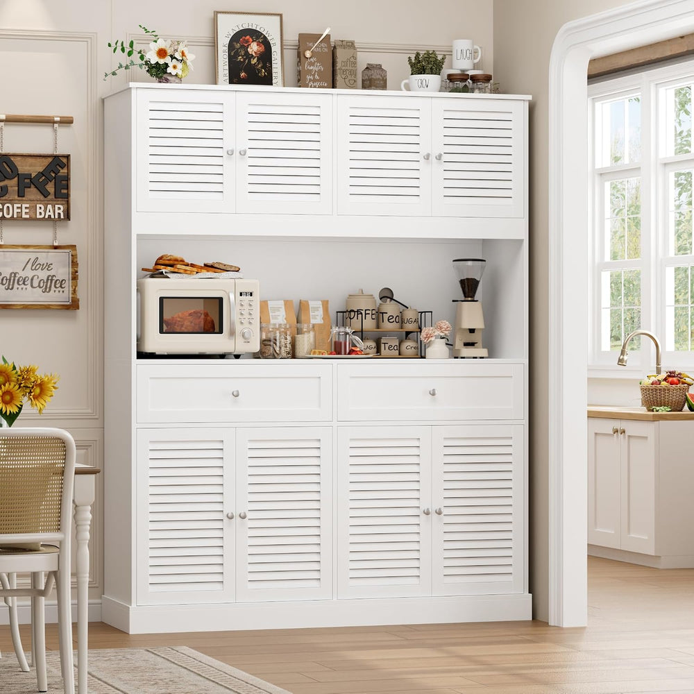 HIFIT 71“HX55“W Large Pantry Cabinet for Food Storage, Farmhouse Kitchen Hutc...