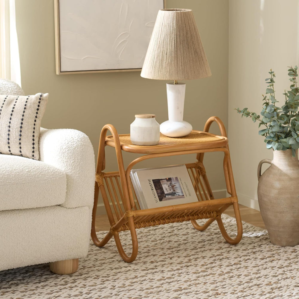 SAFAVIEH Couture Collection - Bayard Natural Rattan Accent Table, Side Table ...
