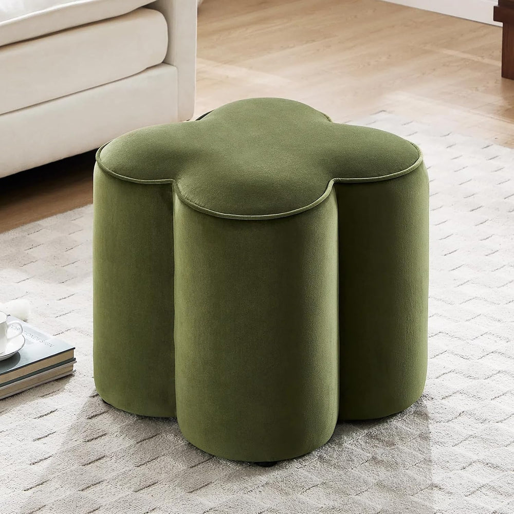 Zesthouse Flower Pouf Ottoman Foot Rest, Velvet Fabric Poofy Ottoman Stool | ...