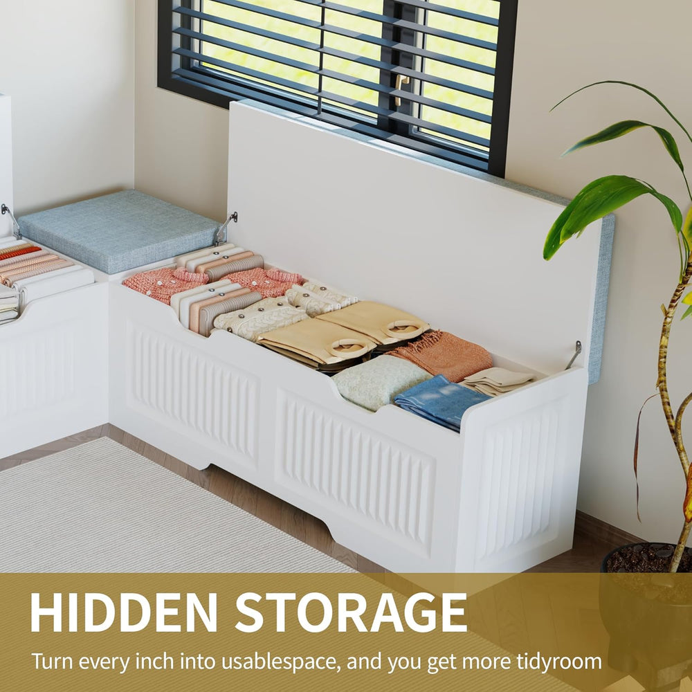 L-Shaped Storage Bench, Corner Bench with Storage,Kitchen Breakfast Nook Benc...
