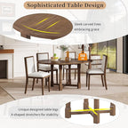Ball & Cast Farmhouse 5 Pieces Dining Table Set with 4 Upholstered Chairs,Wooden Living Room Furniture for 4 W/ 57.7" Extendable Dining Table,Easy Assemble&Clean,for Dining Room,Bistro,Apartment,Brown