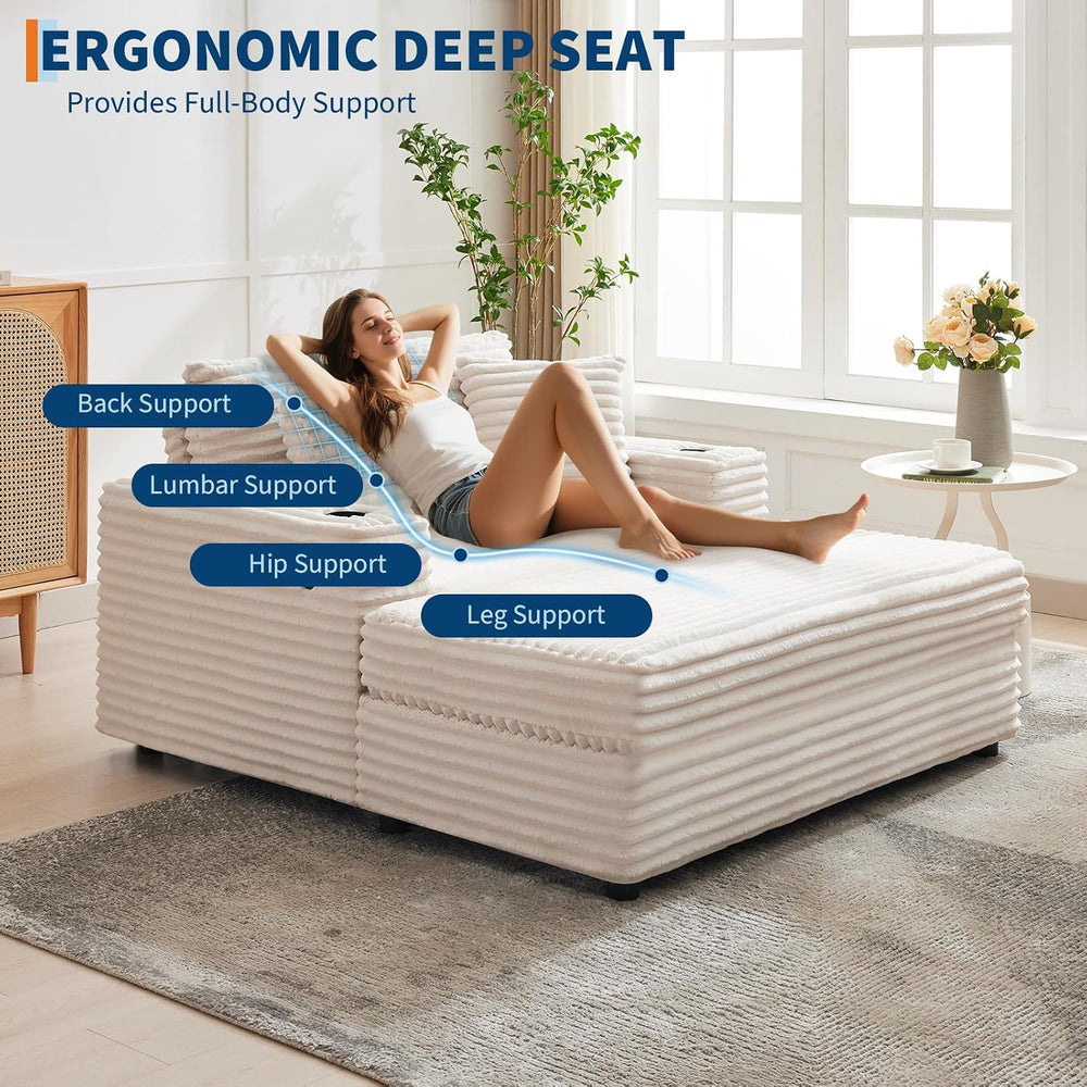 60 inch Oversized Chaise Lounge Chair Indoor,Upholstered Chaise Lounge with C...