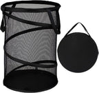 BATTOO Black X-Large Collapsible Laundry Basket Foldable Mesh Pop Up Hamper with Handles for Laundry Room, Bathroom, Kids Room, College Dorm, Travel, Camping, Gift Basket