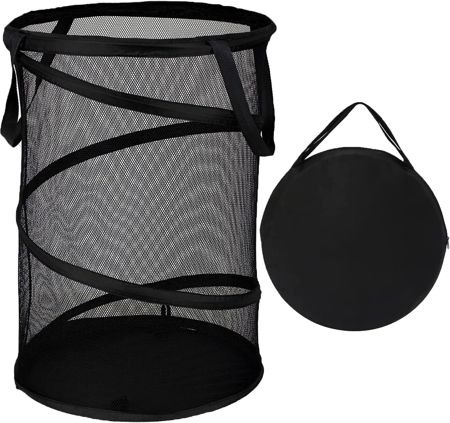 BATTOO Black X-Large Collapsible Laundry Basket Foldable Mesh Pop Up Hamper with Handles for Laundry Room, Bathroom, Kids Room, College Dorm, Travel, Camping, Gift Basket