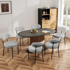 Sweetcrispy Dining Chairs Set of 6, Boucle Upholstered Modern Mid Century Round Kitchen Chairs with Curved Backrest & Metal Legs for Vanity, Living Room - Grey