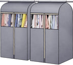 SLEEPING LAMB 35" Garment Bags for Hanging Clothes Storage, Sealed Completely Clothing Rack with Cover with Zipper Clear PVC Window Coat Cover for Closet, Sweaters, Suits protector, 2 Packs, Grey