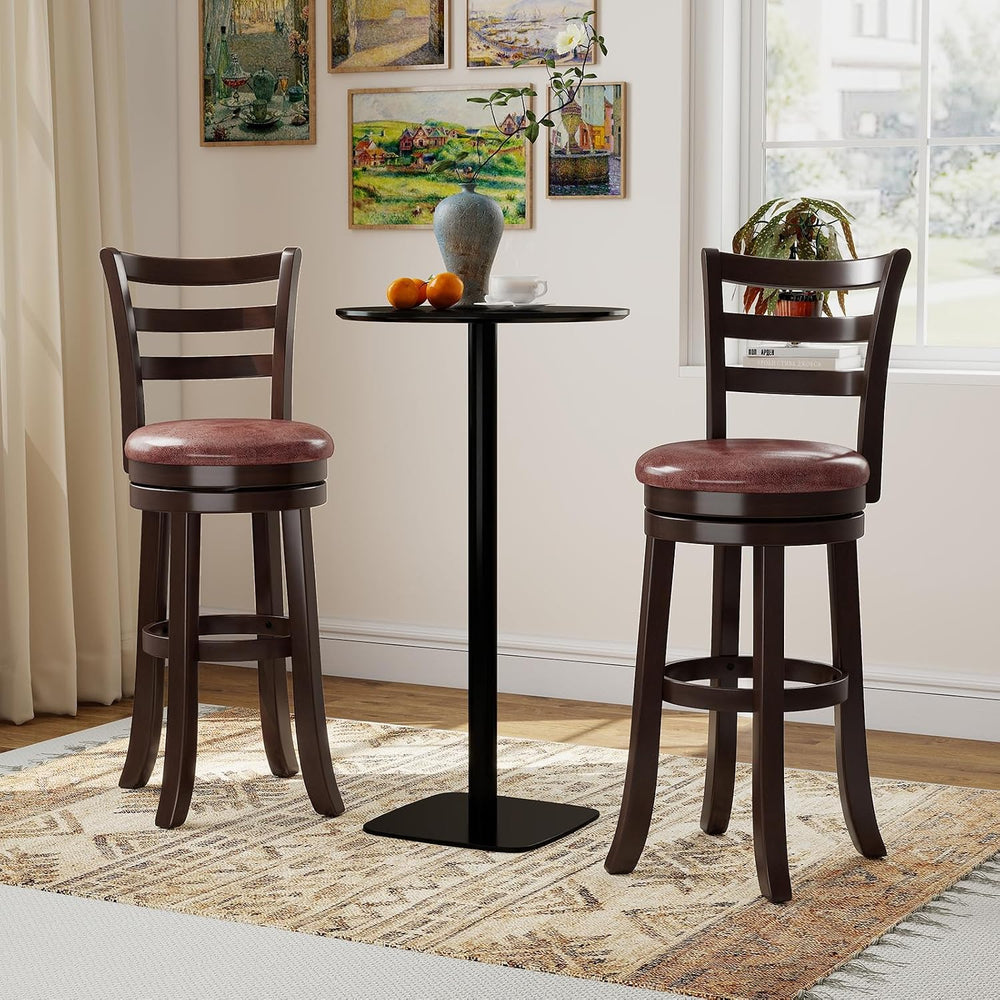 COSTWAY 30” Bar Height Stools Set of 4, Swivel l High-Top Chairs with Backres...