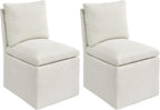 DUHOME Upholstered Armless Dining Chair with Casters,Linen Dining Chairs Set of 2 for Living Room,Single Sofa Chair with 4 Casters for Bedroom Reading Room Waiting Room Kitchen Dining Room