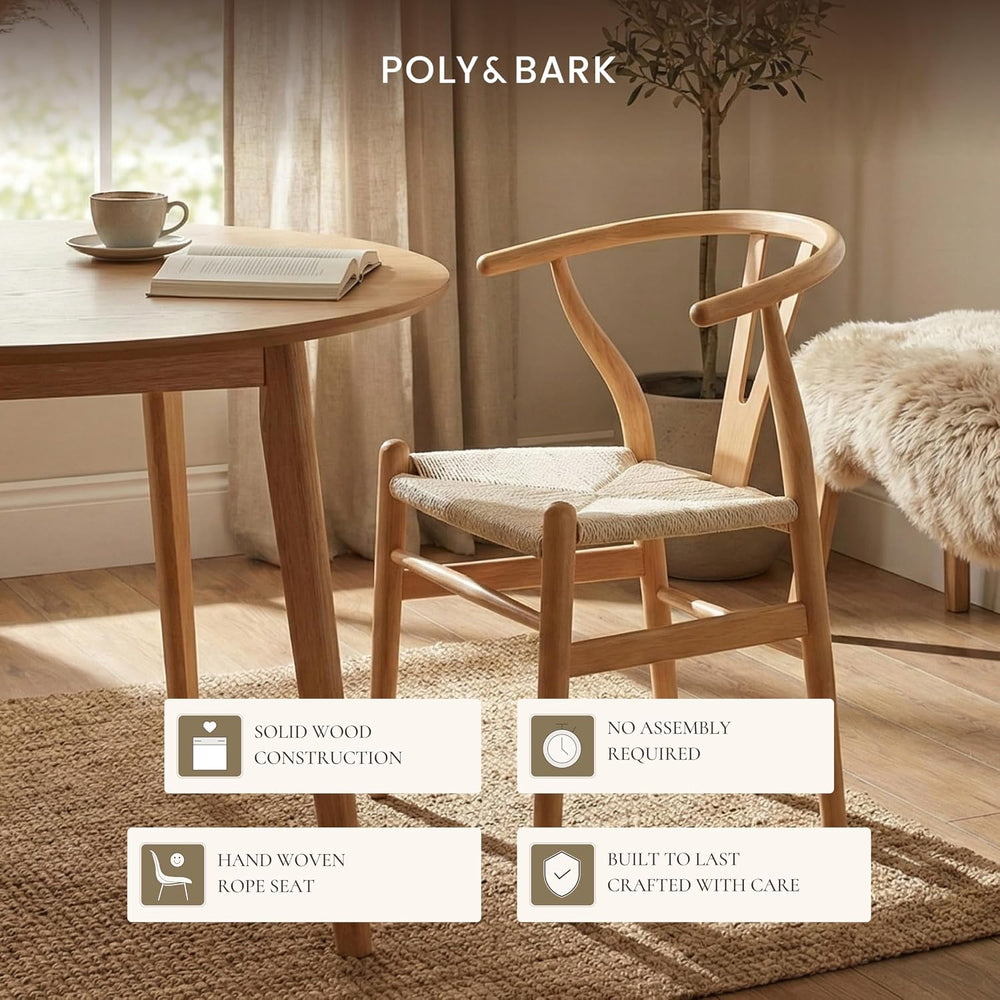 POLY & BARK Weave Dining Chair – Mid-Century Modern Wishbone Dining Chair...
