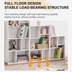 VECELO 42 Inch High Bookcase, 4-Tier Modern Storage Cabinet with Height Difference Shelves for Standard Textbooks, Floor Standing Display, 7 Cubes, Horizontal Avaiable, Easy Assembly, Pearl White