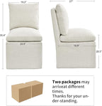 DUHOME Upholstered Armless Dining Chair with Casters,Linen Dining Chairs Set of 2 for Living Room,Single Sofa Chair with 4 Casters for Bedroom Reading Room Waiting Room Kitchen Dining Room