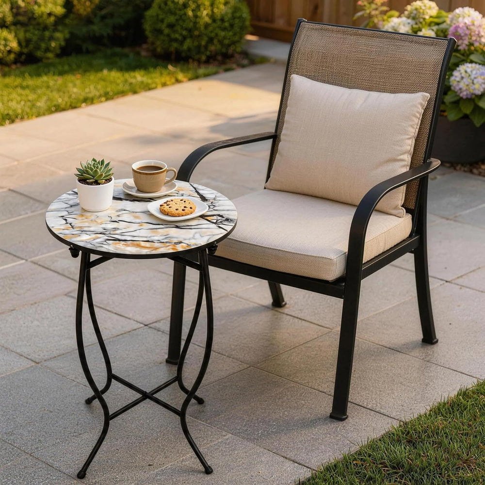 Indoor Side Table for Small Space, Versatile 21 Inch Tall Round Side Table fo...