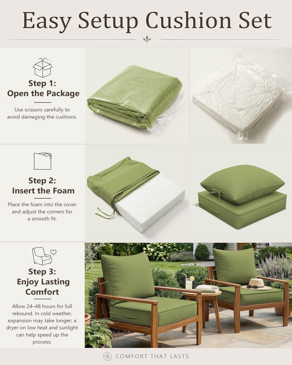 Outdoor Chair Cushion Set of 1, 19x19x4 Waterproof Fade Resistant