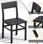 MECHYIN Dining Chairs Set of 4, Rustic Wood Dining Room Chairs with Thickened and Strengthened Metal Steel Frame & Slat Back, Modern Farmhouse Chair for Kitchen, Dining Room (4, Dark Black)