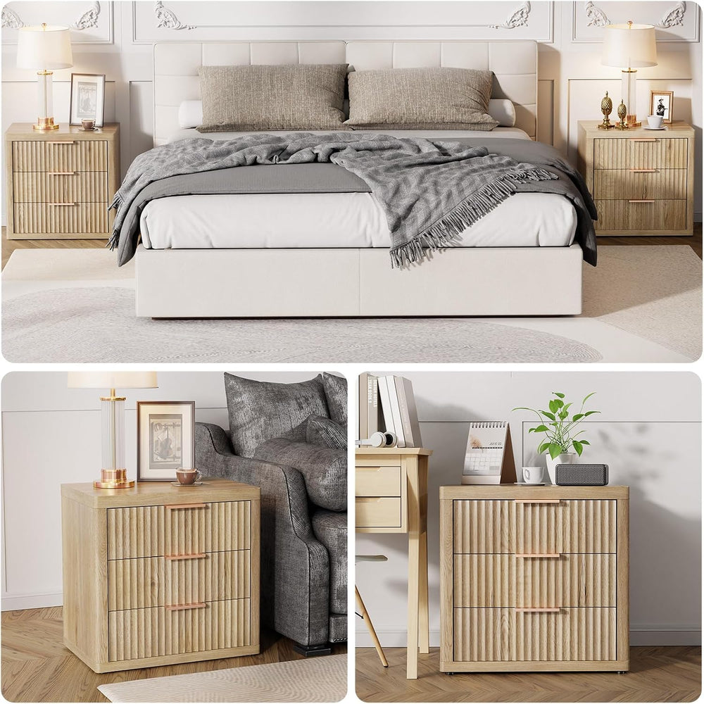 23" Wide Fluted Nightstands Set of 2, Bedroom End Table