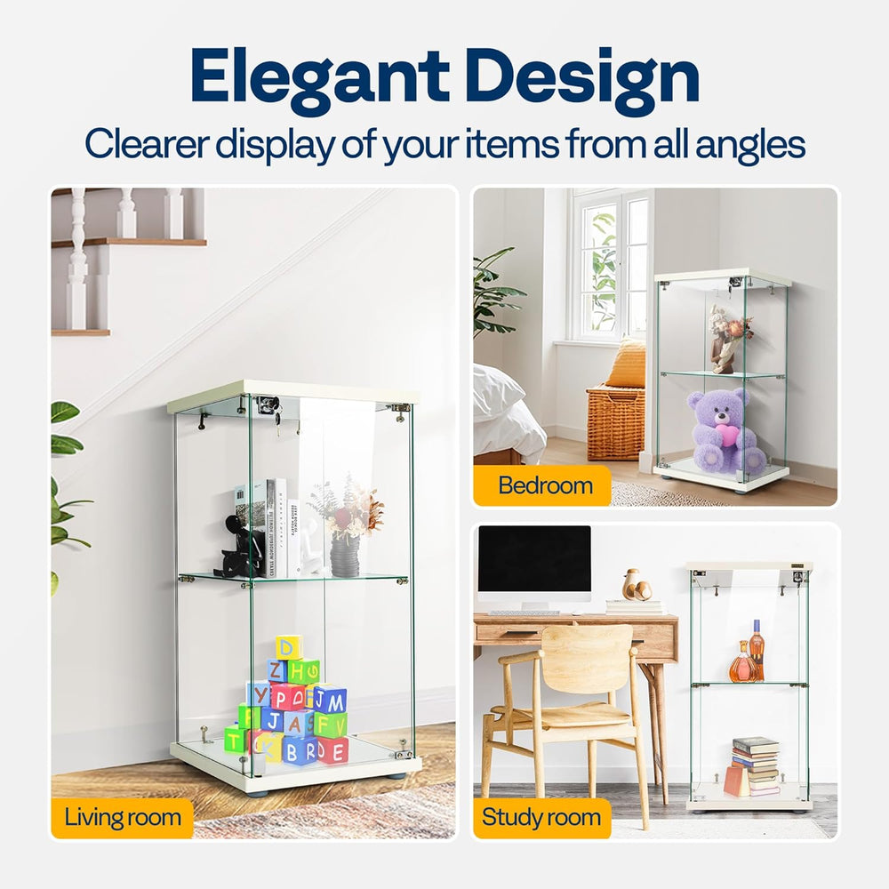 VIVOHOME 2 Layers 15.7''W x 15.7''D x 31.9''H Glass D...