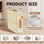 6 Pack Bed Sheet Organizers and Storage(King &Queen Size) with an Elastic Strap, Foldable Closet Linen Sheet Storage Container, Sheet Set Box for Blanket, Duvet Cover and Pillowcase, Beige