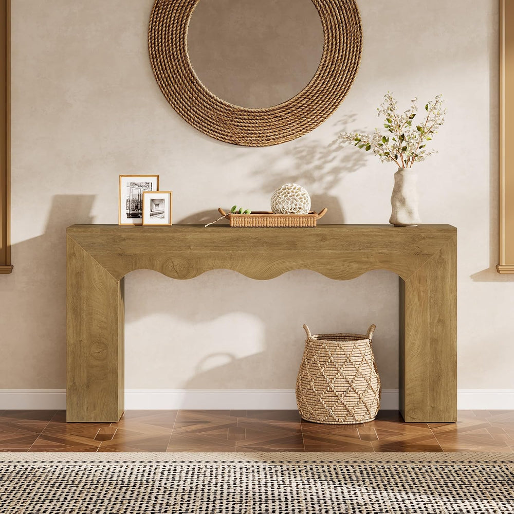 Tribesigns 63" Farmhouse Console Table, Wooden Couch Table Behind Sofa w...
