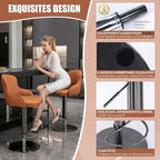 Black Titanium Stainless Steel Bar Stools,Grade Modern Leather Bar Chair with Backrest,Swivel Adjustable Height for Kitchen Counter and Dining Room (Brown Leather-1pc)