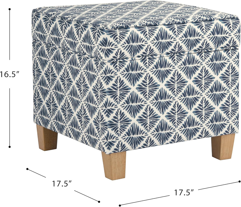 HomePop 18" Classic Square Storage Ottoman - Blue Geometric Pattern