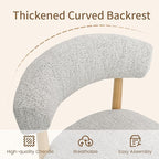 VKNOW Wooden Dining Chairs Set of 2, Modern Upholstered Dining Room Chairs with Rubberwood Legs and Curved Backrest, Fabric Kitchen Chairs for Farmhouse/Living Room/Dining Room, Heathered Off-White