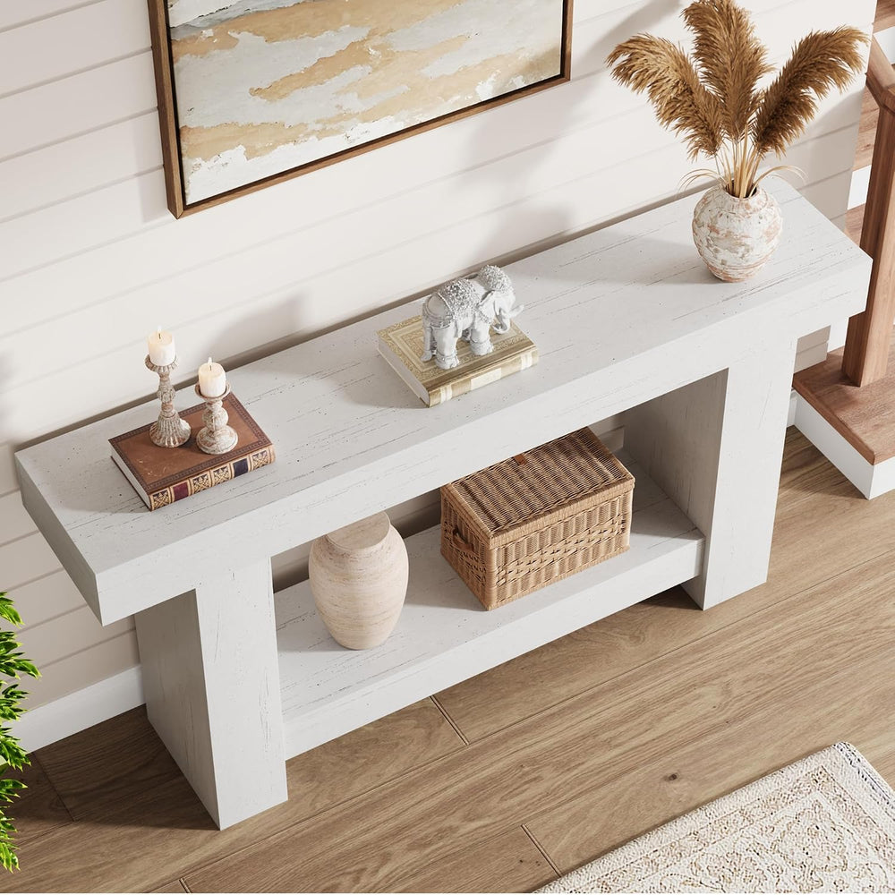 GAOMON 63" Farmhouse Console Table for Entryway - 2-Tier Storage Shelf, ...
