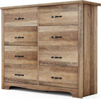 LINSY HOME 8 Drawers Dresser for Bedroom, 47" Wide Wood Dressers & Chests of Drawers, 40" Tall Modern Farmhouse Storage Dresser with Antique Handles for Closet, Living Room, Hallway, Rustic Brown
