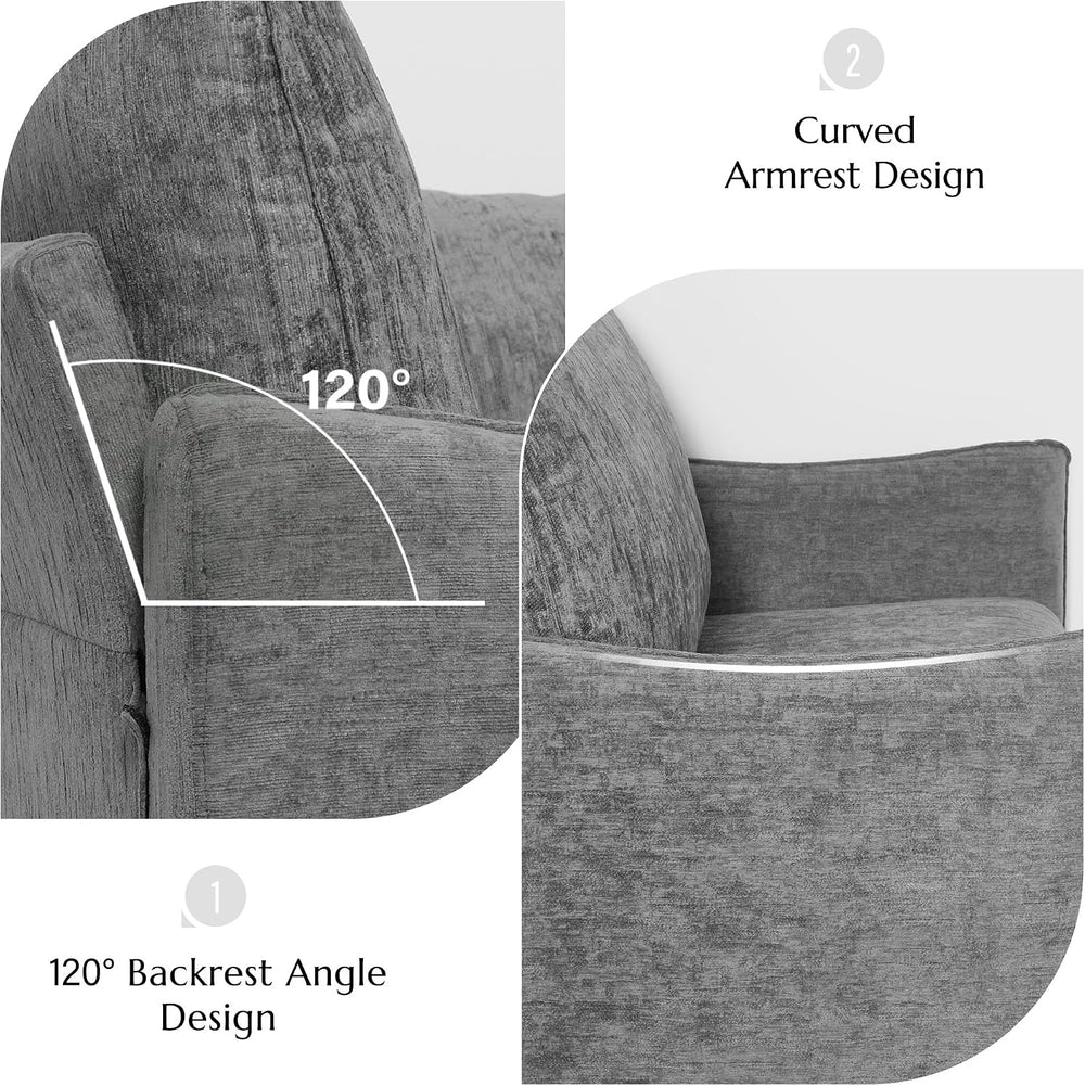 Elegant Oversized Accent Chair for Living Room, 42.1", Chenille, Gray | ...