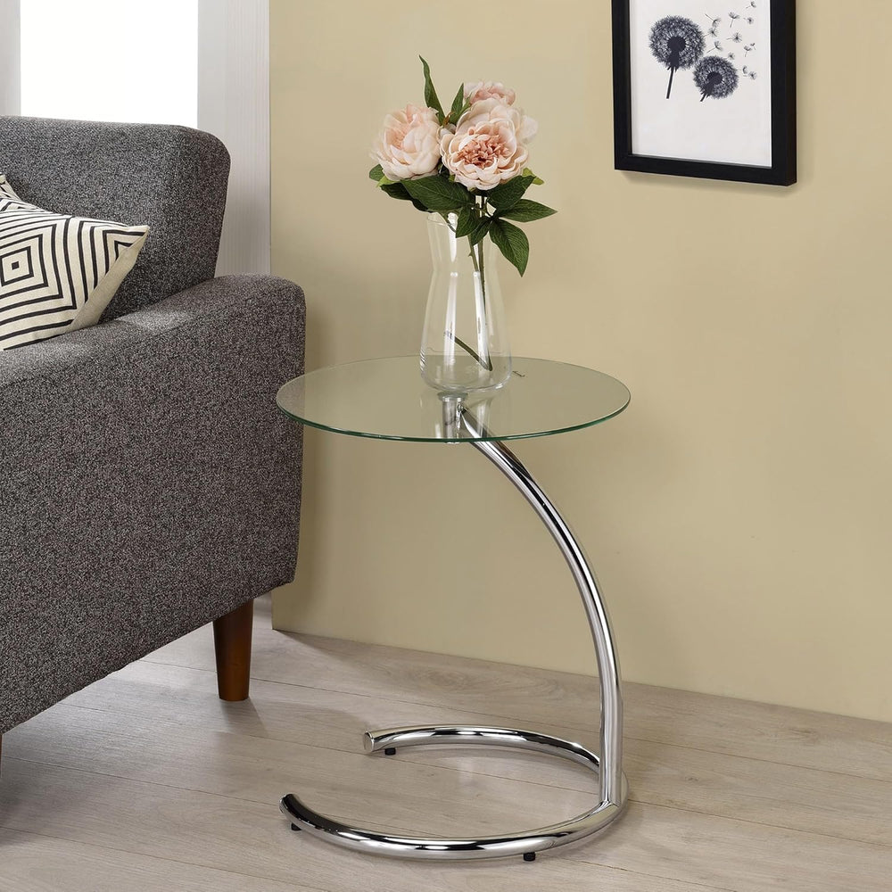 Kings Brand Furniture Leighton Round Glass End Table – Modern Metal Accent Si...