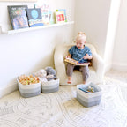 NaturalCozy Storage Cubes 9”x9”x7”Cotton Rope Woven Baskets for Organizing 3-Pack | 9 Inch Cube Storage Bin | Small Basket for Shelf Nursery, Pantry, Decorative Plant, Bathroom Closet, Toy Gift