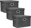 TYEERS Large Collapsible Storage Bins with Lids, Organization Bins for Closet Storage, Clothes Storage, Folding Storage Box with Lids for Home Office Storage - 3 Pack - Black
