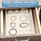 Quelay 6 Pcs Velvet Stackable Jewelry Tray Showcase Display, Jewelry Organizer Tray Bracelet Ring Earring Necklace Organizer Empty Plate for Drawers Countertop (Beige)