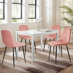 CangLong Modern Velvet Chairs with Metal Legs for Living Room, Bedroom, Restaurant, Dining Room, Set of 4, Pink