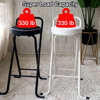 Folding Bar Stool, Portable Folding Stool Chair Heavy Duty, Indoor Tall Bar stools with Handle, 300 lbs Capacity (Color : Black-A, Size : 30in-2Pcs)
