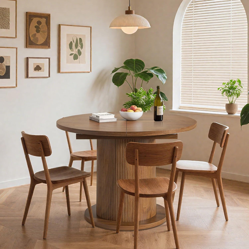 59 inch Round Dining Table for 6, Modern Farmhouse Kitchen Table, Circle Dini...