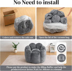 HOMMPA Bean Bag Chair for Adults Comfy Velvet Bean Bag Couch with Back Support Flower Shaped Oversized Sofa for Living Room,Bedroom,Dorm,Grey