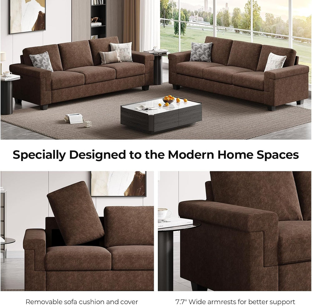 COPIAE 3 Seater Sofa Couch with Deep Seat, 90" Modern Upholstered Sofa w...