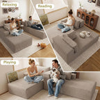 71" Oversized Double Chaise Lounges Indoor, Upholstered Corduroy Oversized Chaise Lounge Chair, Modern Sleeper Loveseat Chair Boneless Cloud Couch for Living Room Bedroom Reading (Camel)
