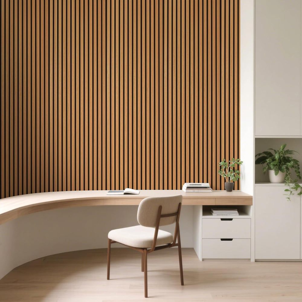 Art3d Roll-Flat Acoustic Wood Slat Wall Panel, 95.3 x 23.8 in, 2-Pack, Teak