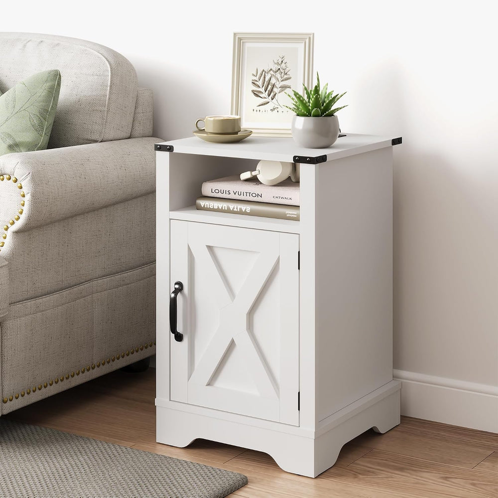 RoyalCraft Farmhouse Nightstand, White End Table for Bedroom | 25" Tall ...