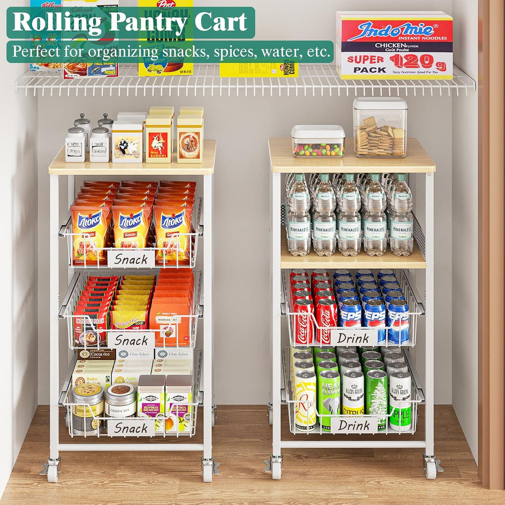Giwil Vegetable Fruit Basket for Kitchen Pantry Organizers Storage, 4-Tier Ut...