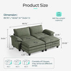 LINSY HOME Modular Sectional Sofa - Oversized Corduroy Cloud Couch with Movable Ottoman Soft Modern Comfy Sofa Set for Living Room Apartment Office, Green