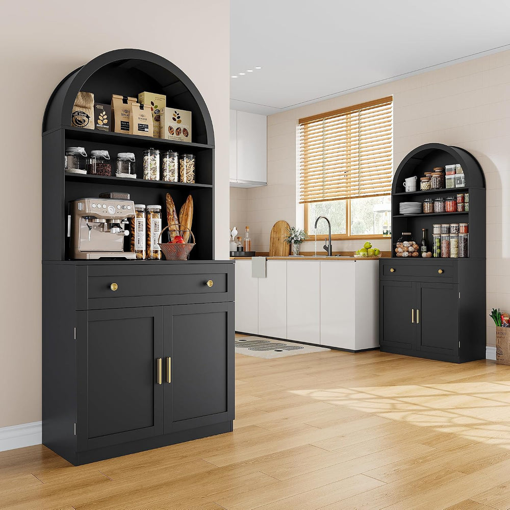 71" Tall Arched Kitchen Pantry Cabinet, Modern Kitchen Storage Cabinets ...