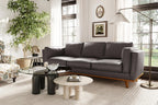 Valencia Artisan Full Leather Sofa 88” - Pure Full Italian Nappa Leather Couch, Solid Wood Accent, Ultimate Comfort, Modern Grey