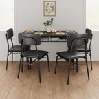 GAOMON 5-Piece Dining Table Set for 4, Wood Kitchen with Built-in Storage Rack,Small Kitchen Table with Upholstered Chairs and Metal Frame for Small Spaces, Black