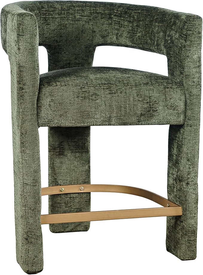 Jofran Upholstered Counter Stool with Arms – Versatile Barstools – Stylish Seating for Kitchen Dining Room or Home Bar, Forest, Single Stool
