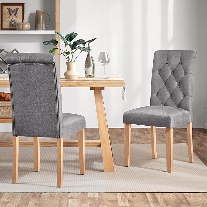Yaheetech Dining Chairs Set of 2 Fabric Upholstered Dining Room Chairs with B...
