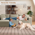108" L-Shaped Boneless Couch, Modular Sectional Sofa with Moveable Ottoman, Corduroy Cloud Couches for Living Room, No Assembly, Ship in a Box, Camel