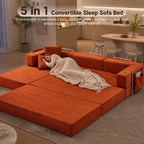 Modular Sectional Sofa, 108" L-Shaped Couch with Deep Seat | Corduroy Boneless Cloud Cushion,Modular Sofa Bed with Fixed-Shape Frame for Living Room No Assembly Required (Orange)