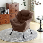 Tiita Lazy Chair, Modern Large Accent Lounge Armchair, Comfy Leisure Sofa Reading Chair with Footrest for Bedroom, Living Room, Dorm Rooms, Garden and Courtyard, Brown